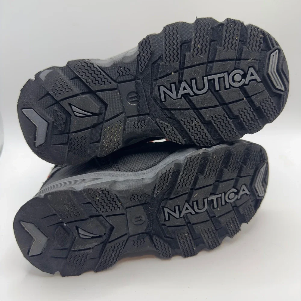 Nautica Kids Black Red Winter Snow Boots‎ Fleece Lined Side Zip Size 11 Toddler